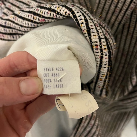 VTG 100% handwoven silk Striped Women's Blazer large - Picture 4 of 9